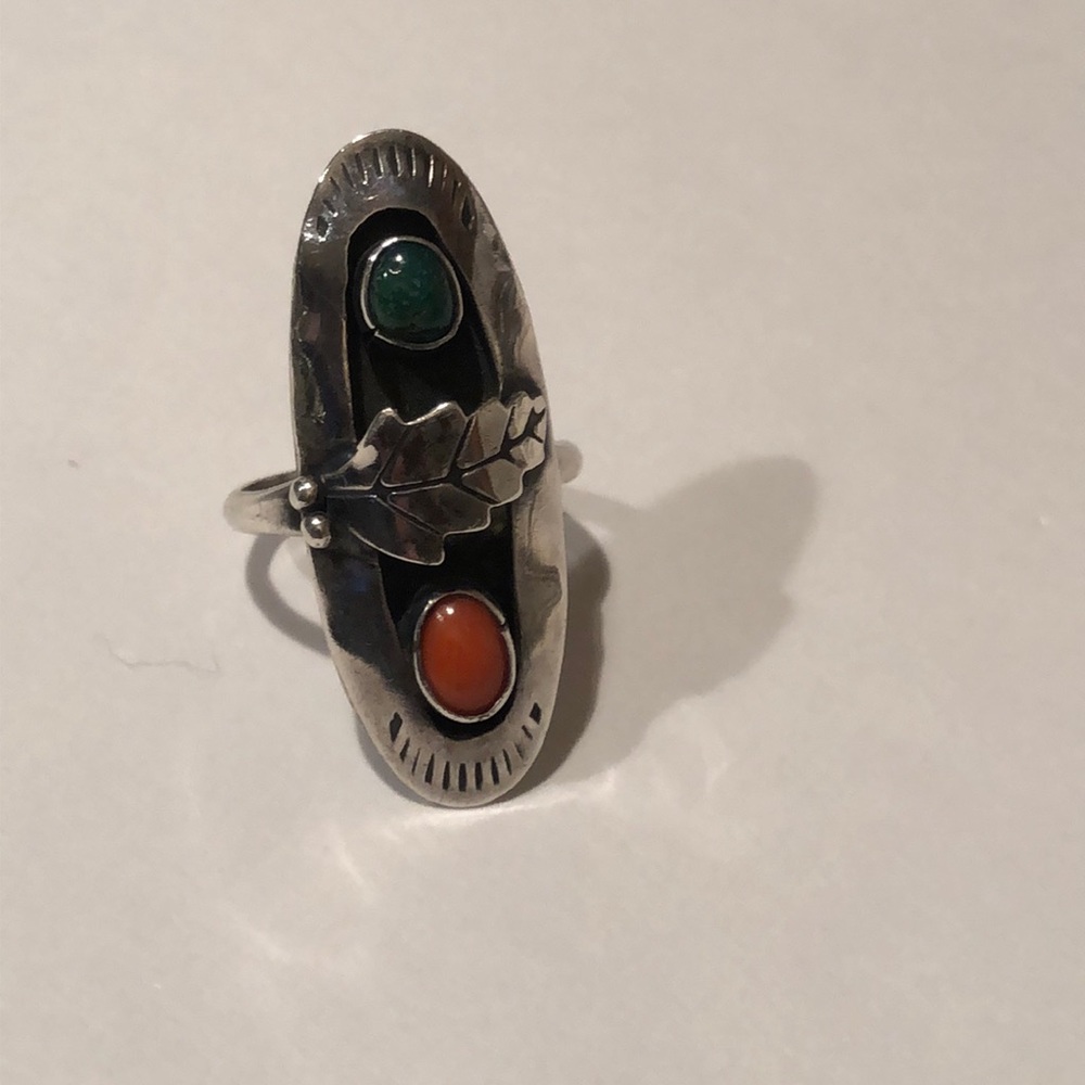 Sterling Silver Turquoise Native Ring - image 1